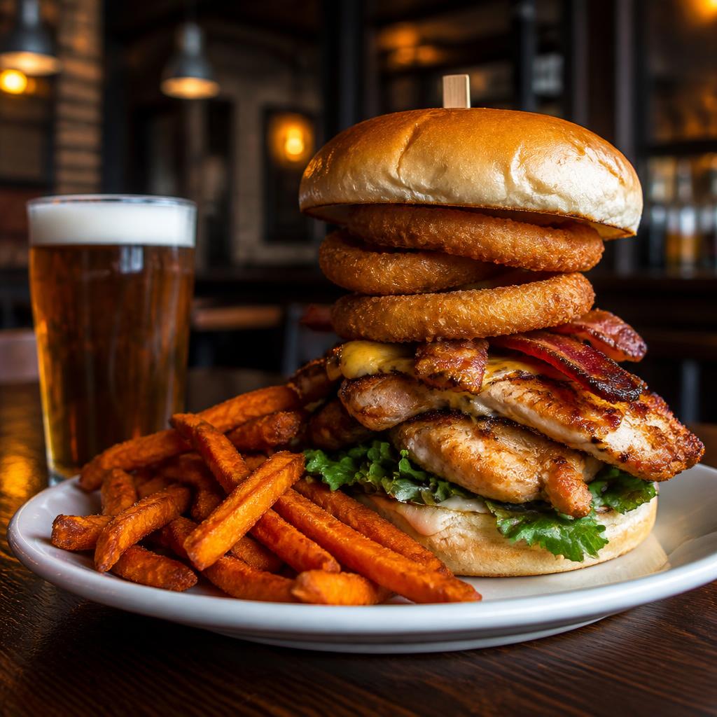 Stacked chicken burger